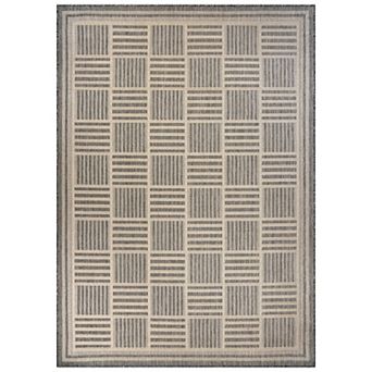 WRG Home Parquet Stripe High-Low Pile Woven Area Rug, Non-Slip Latex Backing for Entryway or Kitchen