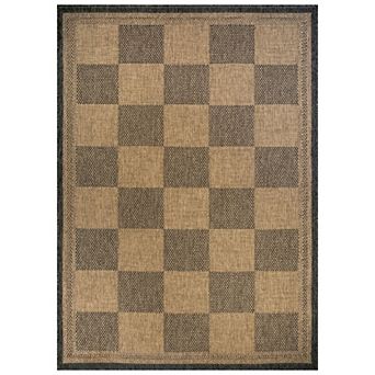 WRG Home Jute-Look Tonal Checkerboard Area Rug, Easy Clean Non-Slip Woven Flatweave for Indoor