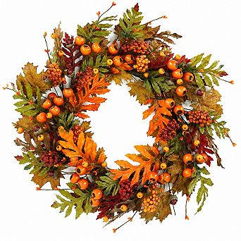 Handcrafted Artificial Fall Wreath For Front Door Home Decor