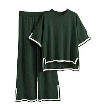 Womens 2 pc Lightweight Stretchy Knit Lounge Set Loungewear