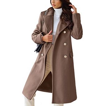 Women Winter Jacket Double Breasted Warm Long Trench Coat Casual Office Peacoat