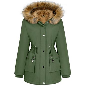 Women Winter Coats Fleece Lined Waterproof Windproof Parka Jackets With Removable Hood