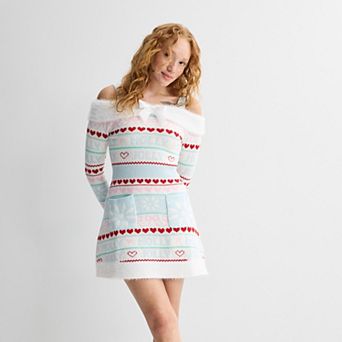 Juniors' Born Famous Holly Jolly Fairisle Sweater Dress
