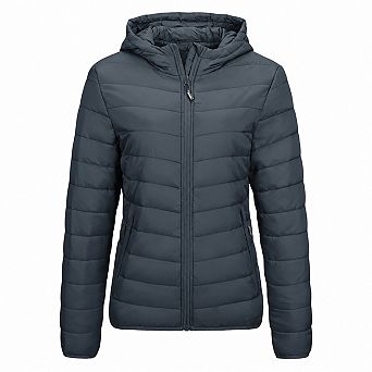 Women's Packable Lightweight Full Zip Quilted Hooded Winter Puffer Jacket