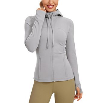 Women Slim Fit Full Zip Athletic Jacket Soft Mesh Vent Pockets Thumb Holes