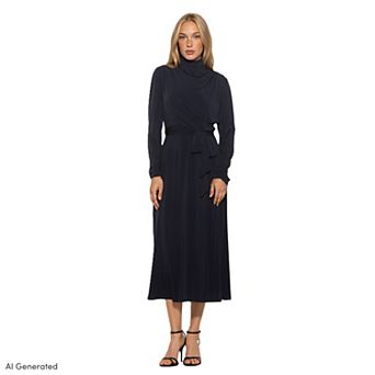 Women's ALEXIA ADMOR Seraphine Mockneck Draped Midi Dress