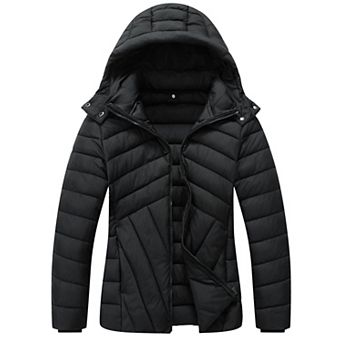 Women's Lightweight Quilted Down Coat Windproof Waterproof Detachable Hood Winter Travel