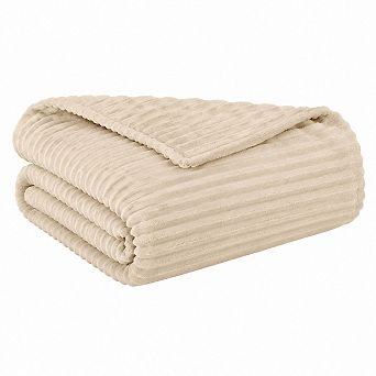 3D Ribbed Fleece Blanket Ultra Soft Lightweight Decorative Home Accent