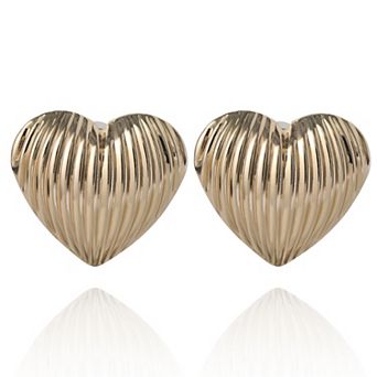 BCBGeneration Large Heart Stud Earrings for Women, Gold-Tone Chunky Heart