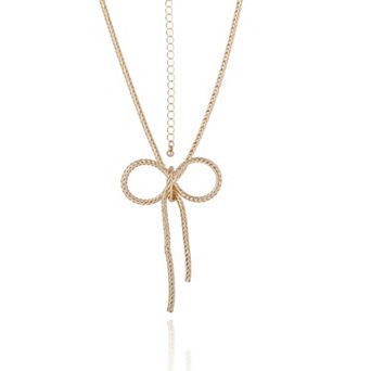 BCBGeneration Gold-Tone Bow Necklace for Women, 16"+3"