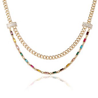 BCBGeneration Layered Necklace for Women with Gemstones, 18"+3"