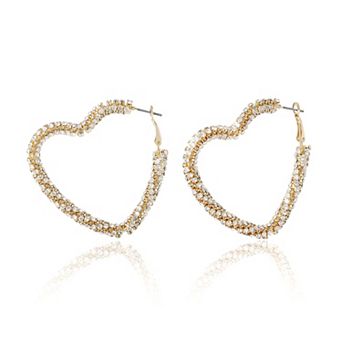 BCBGeneration Heart Hoop Earrings for Women, Gold-Tone Twisted Heart
