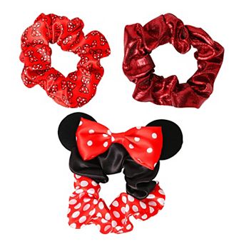 Minnie Mouse Scrunchies 3 pc Official License, Disney Hair Accessories