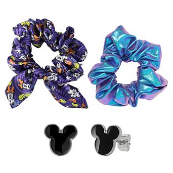 Mickey Mouse Earrings and Hair Scrunchies 3 pc Set Official License