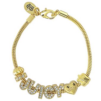 Juicy Couture Logo Charm Bracelets for Women, 7.5", Gold-Tone