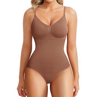 Womens Seamless Sleeveless V Neck Bodysuit Shapewear Tummy Control