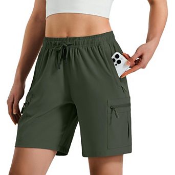 Women's Quick Dry Hiking Cargo Shorts Water Resistant UPF 50+ Zipper Pockets