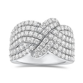 Éthique Sterling Silver 2 Carat T.W. Round Lab-Grown Diamond Crossover Ring