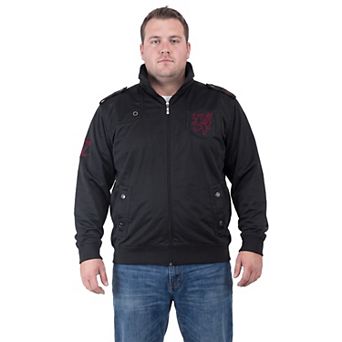 Big Men's Burgundy Embroidery Patches Tricot Moto Jacket
