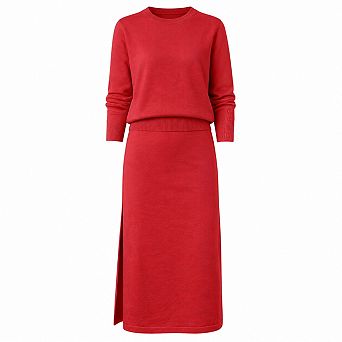 Womens 2 pc Knit Matching Outfit Crew Neck Long Sleeve Top Midi Skirt Fall Winter Casual Wear