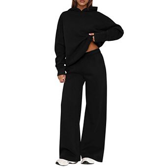 Womens 2 pc Lounge Set Oversized Hoodie Wide Leg Pants Casual Tracksuit