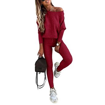 Womens 2 pc Knit Lounge Set Soft Stretch Casual Wear