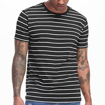 Men's Crewneck Striped Cotton Spandex T-shirt Soft Comfortable Breathable Versatile