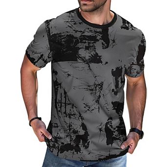 Mens Graphic Print Cotton Crew Neck Casual Fashion Tee Shirts