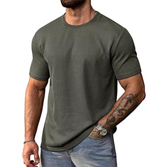 Men's Knitted Textured Short Sleeve Crew Neck Casual Summer Tee