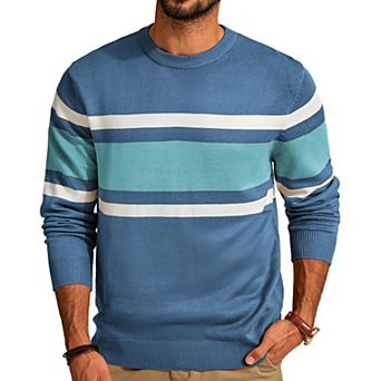Mens Slim Fit Long Sleeve Crewneck Pullover Sweater Fine Knit