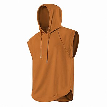 Men's Sleeveless Workout Hooded Tank Tops Gym Fitness Cotton Shirts
