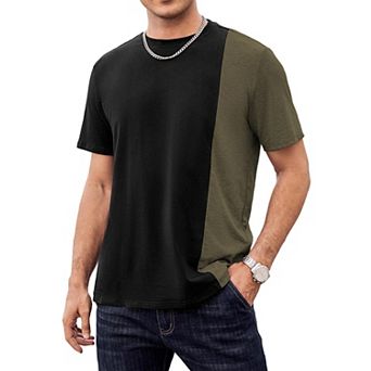 Men's Casual Color Block Short Sleeve Tee Crew Neck Summer Fashion Top