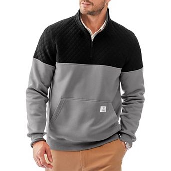 Men's Quarter Zip Quilted Mock Neck Long Sleeve Casual Pullover Sweatshirt