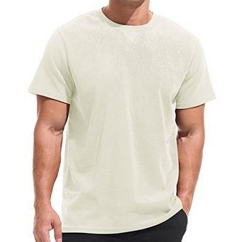 Men's Mini Waffle Knit Crew Neck T shirt 210gsm Breathable Textured Top