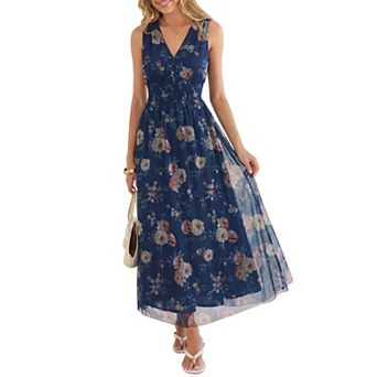 Women's V Neck Sleeveless A Line Maxi Dress Wedding Guest Boho Casual Formal