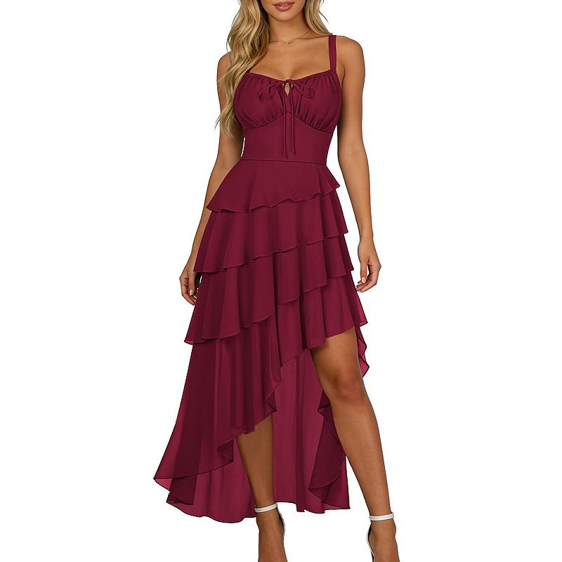 Renaissance Gothic Chiffon Corset Dress With Pockets High Low Ruffle Hem