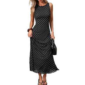 Women's High Stretch Mesh Maxi Dress Boat Neck Formal Casual Summer Wear