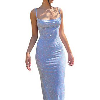 Women's Sleeveless Backless Floral Maxi Dress Spaghetti Strap Boho Party Dress