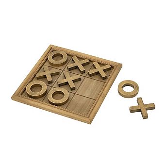 KWPZQEB Vintage Wooden TIC TAC TOE Game Set with Gold Finish