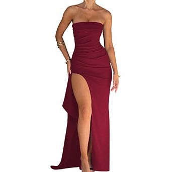 Women's Off Shoulder Ruched Bodycon Maxi Dress For Wedding Guest Cocktail Evening