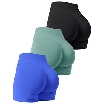 3-Pack Womens High Waist Scrunch Workout Gym Yoga Lifting Shorts