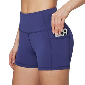 Women's High Waist Biker Shorts With 3 Pockets Breathable Stretch Workout