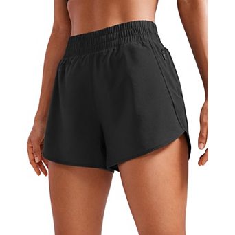 Women High Waisted Quick Dry Workout Shorts With Zipper Pocket