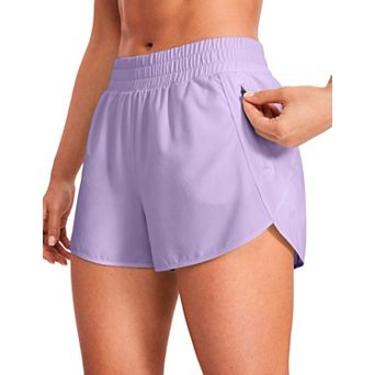Women High Waisted Quick Dry Workout Shorts With Zipper Pocket