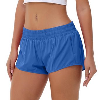 Women Lightweight Quick Dry Running Shorts With Zip Pocket Built In Liner Elastic Waistband