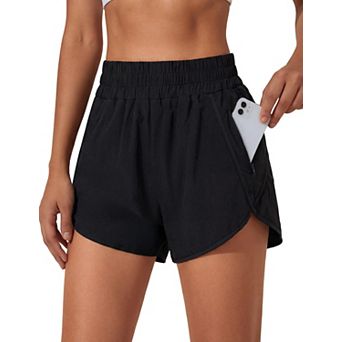 Women High Waisted Quick Dry Workout Shorts With Pockets Built In Liner