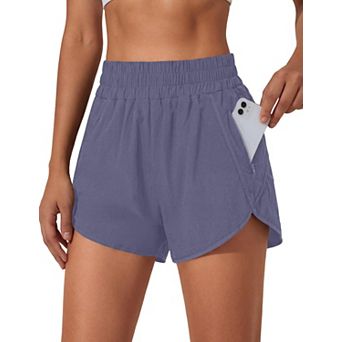Women High Waisted Quick Dry Workout Shorts With Pockets Built In Liner