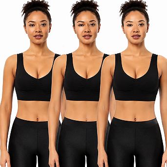 3-Pack Womens Medium Support Seamless Yoga Bra With Removable Pads