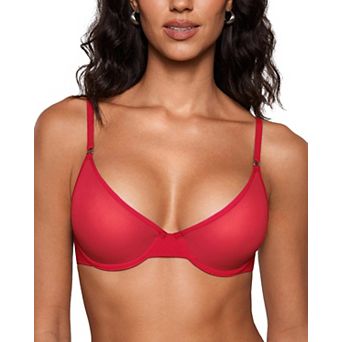 Women's Unlined Sheer Underwire Balconette Demi Bra