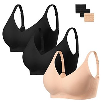 3-Pack Wireless Seamless Full Coverage Bras Soft Comfort Push Up Support